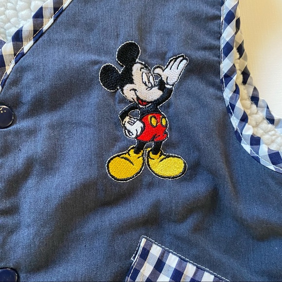 Vintage Disney Mickey Sherpa/Cotton Blend Kids Double-sided Vest - Picture 2 of 5